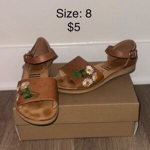Brown Floral Kids Sandals